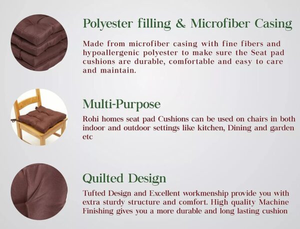 2x Quilted Padded Cushion Chair Seat Pads