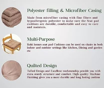 2x Quilted Padded Cushion Chair Seat Pads