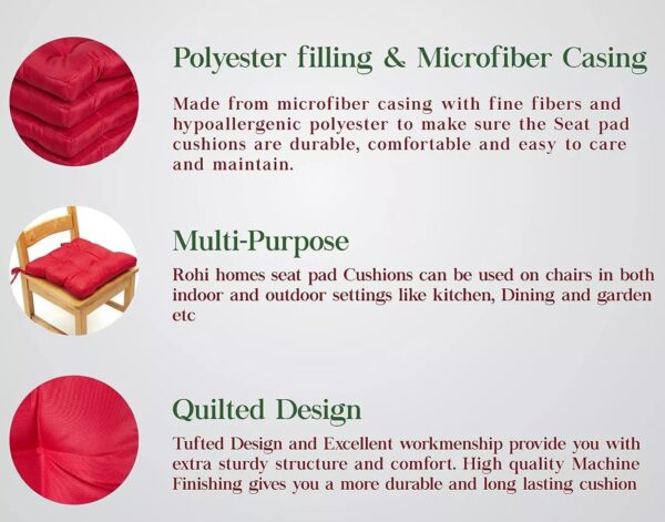 2x Quilted Padded Cushion Chair Seat Pads