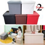 Faux Leather Folding Ottoman Storage Seat