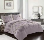 Eleanor Laced Pintuck Diamond Duvet Quilt Cover Set With Pillowcases