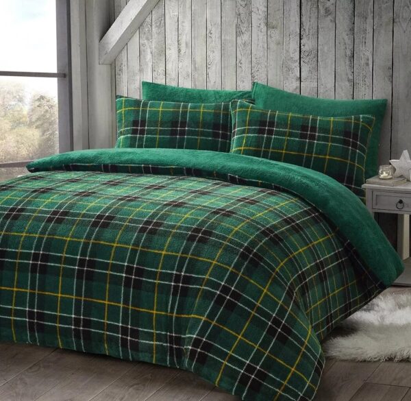 Teddy Tartan Fleece Duvet Cover Set Throw, Cuddles Hoodies