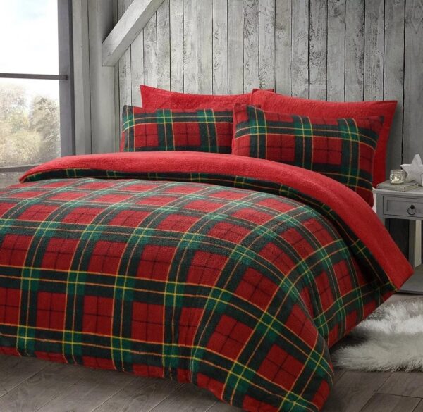 Teddy Tartan Fleece Duvet Cover Set Throw, Cuddles Hoodies
