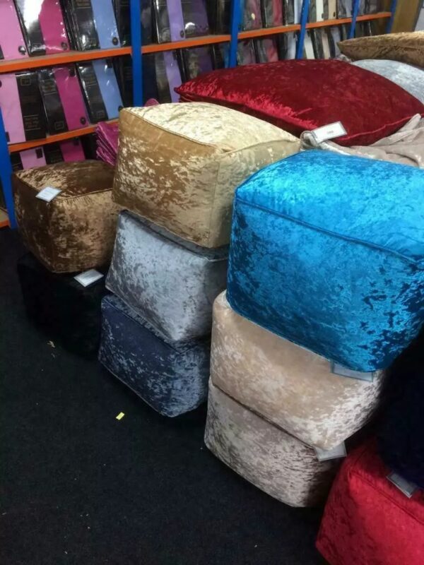 Crushed Velvet Bean Bags Cube Pouffe