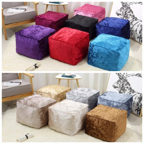 Crushed Velvet Bean Bags Cube Pouffe