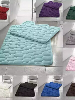 2pcs Pebble Pedestal Bath Mat Set