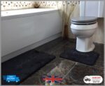 2 Pair Diamond Bath Mat & Pedestal Set Non Slip Bathroom Bathmats