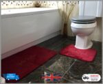 2 Pair Diamond Bath Mat & Pedestal Set Non Slip Bathroom Bathmats