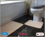 2 Pair Diamond Bath Mat & Pedestal Set Non Slip Bathroom Bathmats