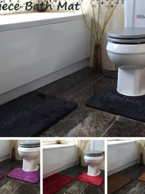 2 Pair Diamond Bath Mat & Pedestal Set Non Slip Bathroom Bathmats