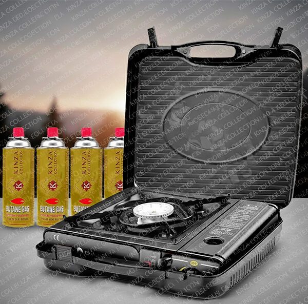 Portable High-Output Single Burner Stove with Quad-Pack Butane Gas Set