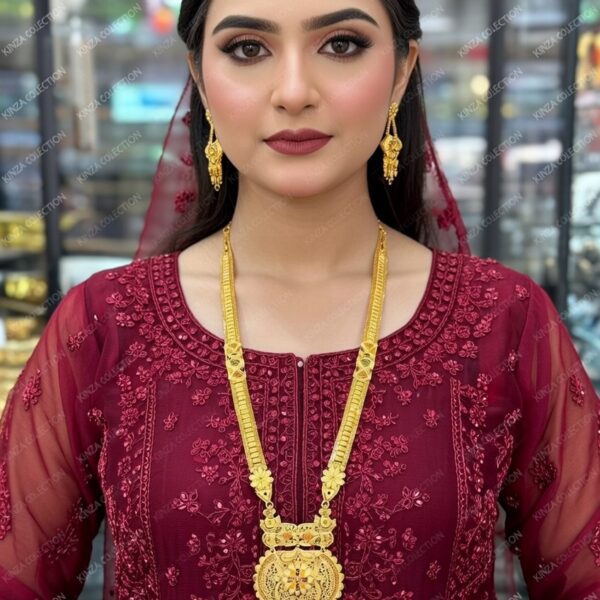 1.5 Gram Gold Plated Rani Haar Mala Set with ear rings RH -009