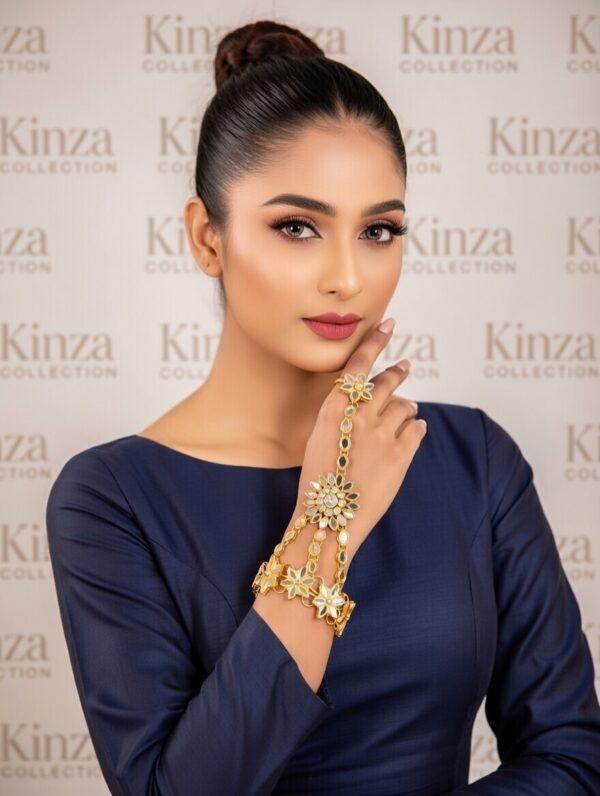 Antique Gold-Plated Bridal Hathphool HP-002