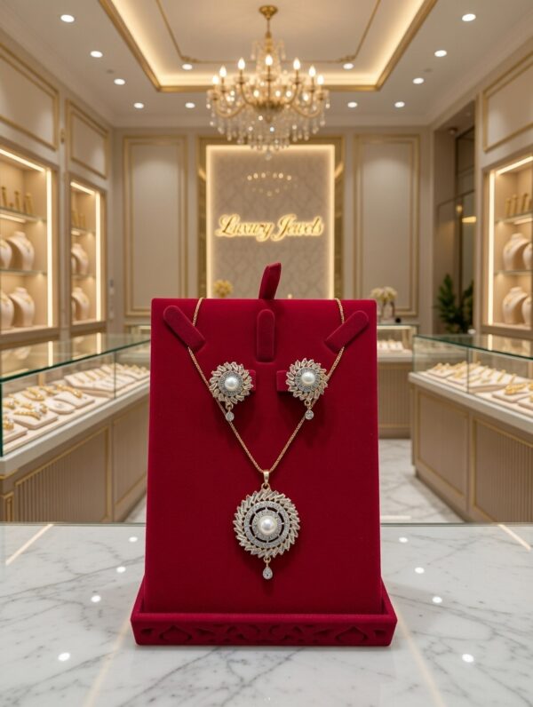 premium gold plated pearl designer pendant set ps 001 Premium Gold-Plated Pearl Designer Pendant Set PS-001