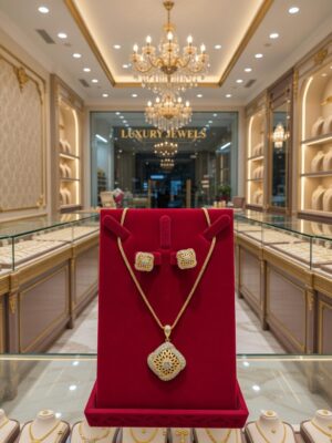 Premium Gold-Plated Pearl Designer Pendant Set  PS-003