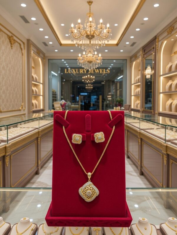 Premium Gold-Plated Pearl Designer Pendant Set  PS-003