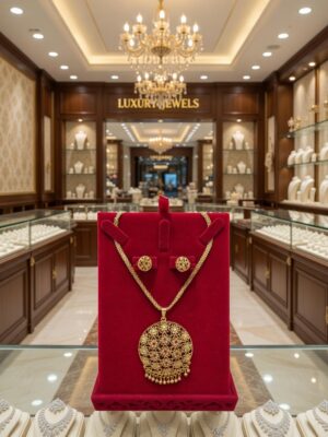 Premium Gold-Plated Pearl Designer Pendant Set  PS-004