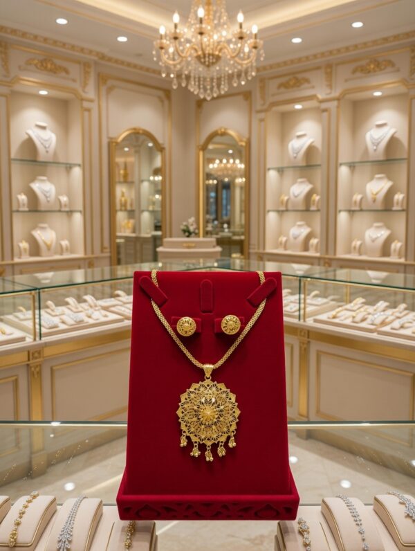 Premium Gold-Plated Pearl Designer Pendant Set  PS-005