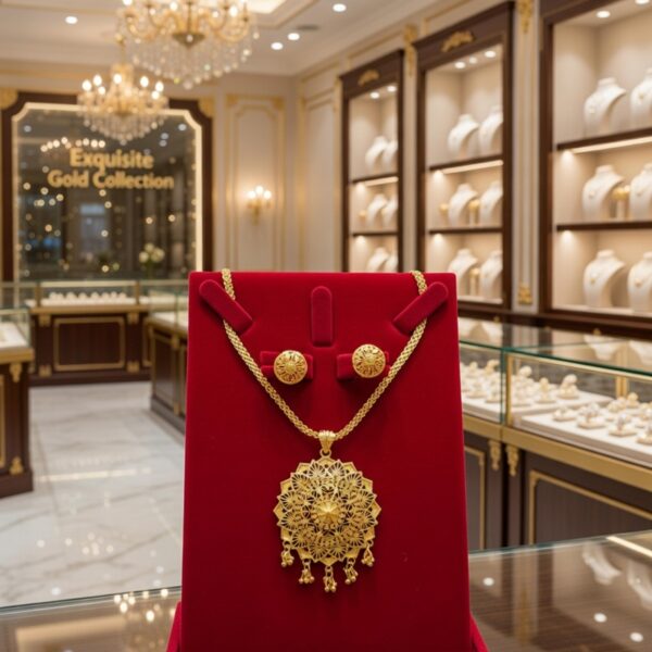 Premium Gold-Plated Pearl Designer Pendant Set  PS-005