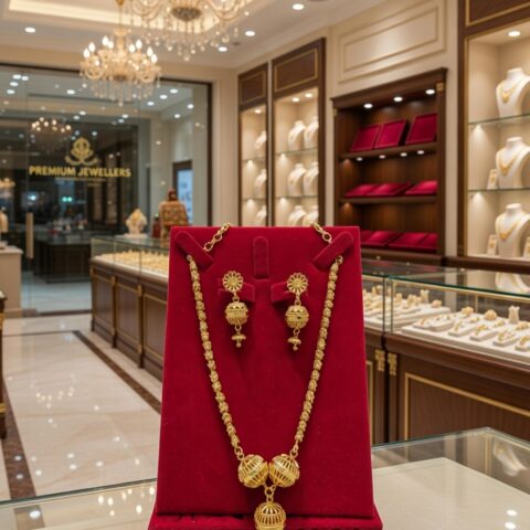 Premium Gold-Plated Pearl Designer Pendant Set  PS-008