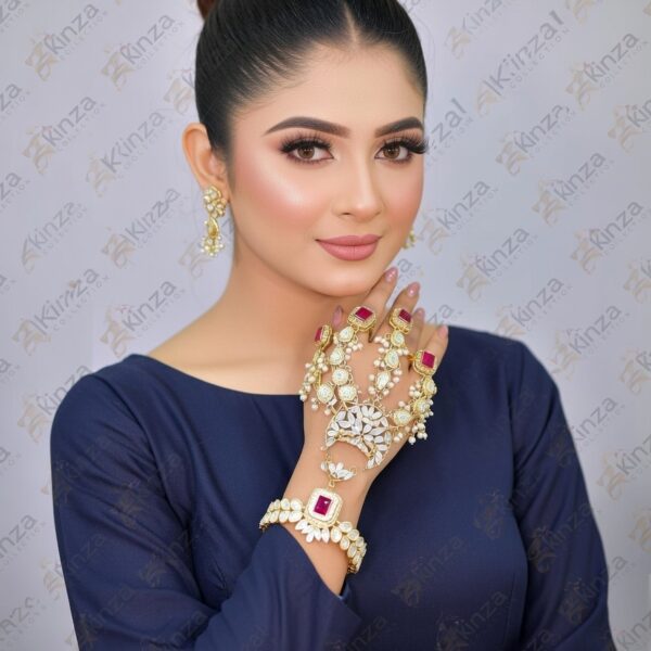 Antique Gold-Plated Bridal Hathphool HP-001