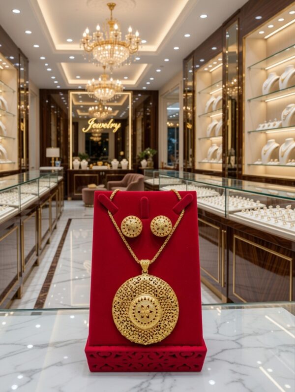 Premium Gold-Plated Pearl Designer Pendant Set  PS-010