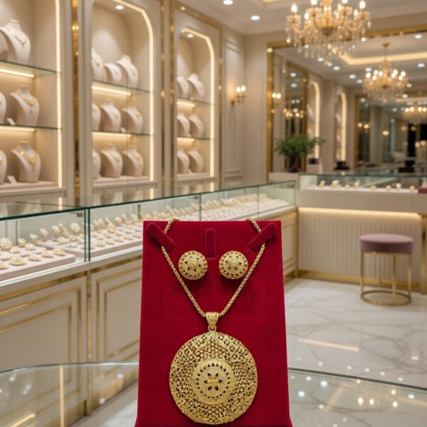 Premium Gold-Plated Pearl Designer Pendant Set  PS-010