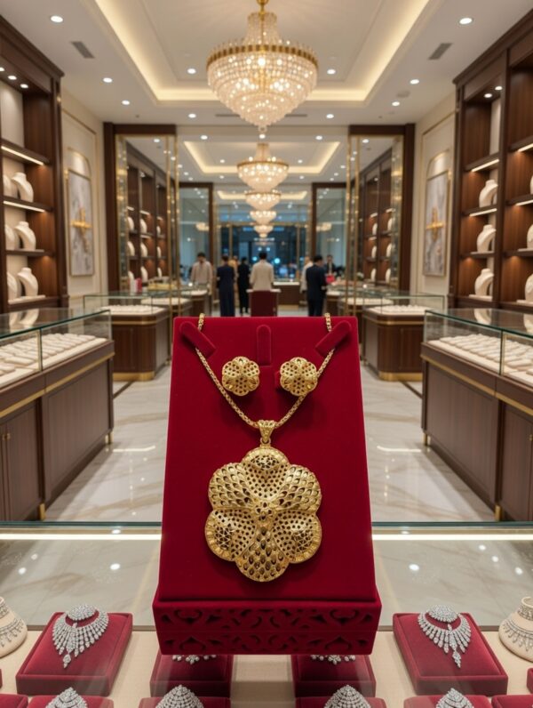 Premium Gold-Plated Pearl Designer Pendant Set  PS-009