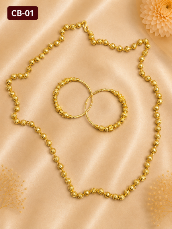 water proof elegant 24k gold plated matter ball matar set 30 inches– designs 2b Water proof Elegant 24CT Gold Plated matter ball matar set 24 inches- Medium size ear rings CB-01