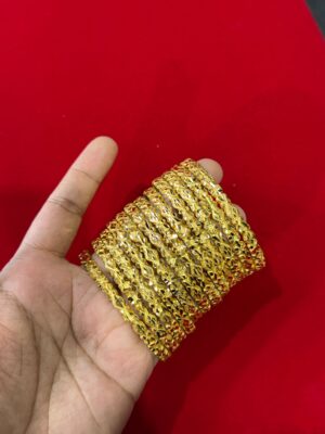 24 Ct Gold-Plated Daily Wear Bangle Set (12 Pc)-4990