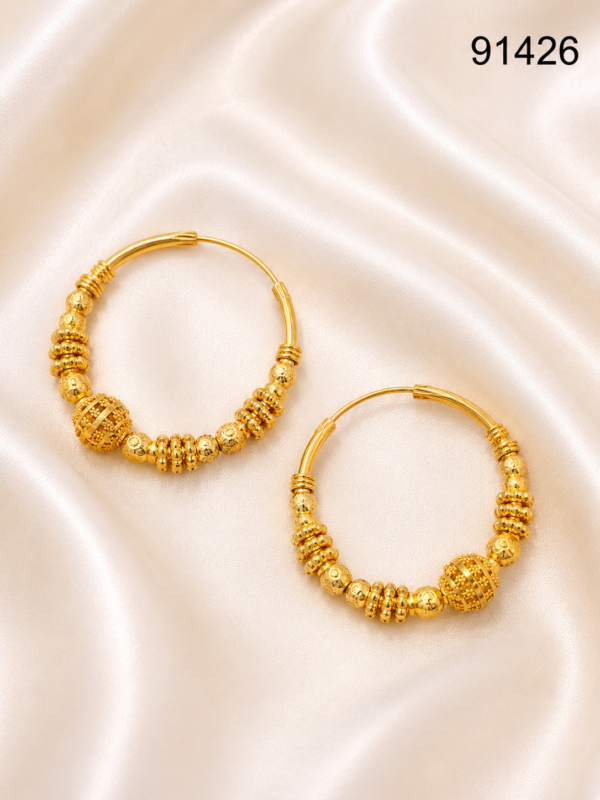 Gold-Plated Designer Hoop Jhumka Earrings - 91426
