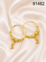 Gold-Plated Designer Hoop Jhumka Earrings - 91462