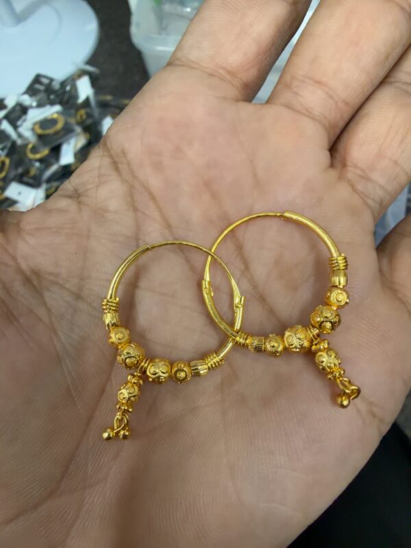Gold-Plated Designer Hoop Jhumka Earrings - 91462