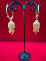 Gold-Plated Designer Hoop Jhumka Earrings - 91629