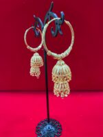 Gold-Plated Designer Hoop Jhumka Earrings - 91629