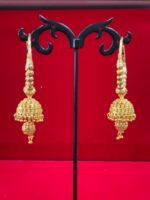 Gold-Plated Designer Hoop Jhumka Earrings - 91630
