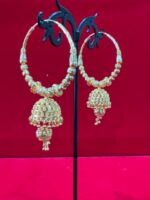 Gold-Plated Designer Hoop Jhumka Earrings - 91630