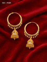 Gold-Plated Designer Hoop Jhumka Earrings - 91685