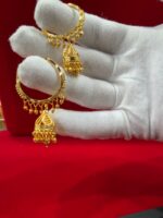 Gold-Plated Designer Hoop Jhumka Earrings - 91685
