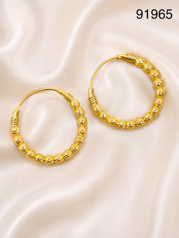 Gold-Plated Designer Hoop Jhumka Earrings - 91965
