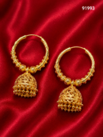 Gold-Plated Designer Hoop Jhumka Earrings - 91993