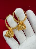 Gold-Plated Designer Hoop Jhumka Earrings - 91993