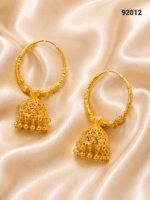 Gold-Plated Designer Hoop Jhumka Earrings - 92012