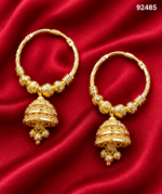 Gold-Plated Designer Hoop Jhumka Earrings - 92485