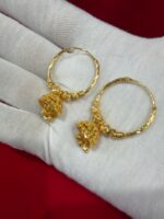 Gold-Plated Designer Hoop Jhumka Earrings - 92485