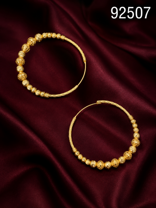 92507 Gold-Plated Designer Hoop Jhumka Earrings - 92507