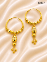 Gold-Plated Designer Hoop Jhumka Earrings - 92577