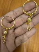 Gold-Plated Designer Hoop Jhumka Earrings - 92577
