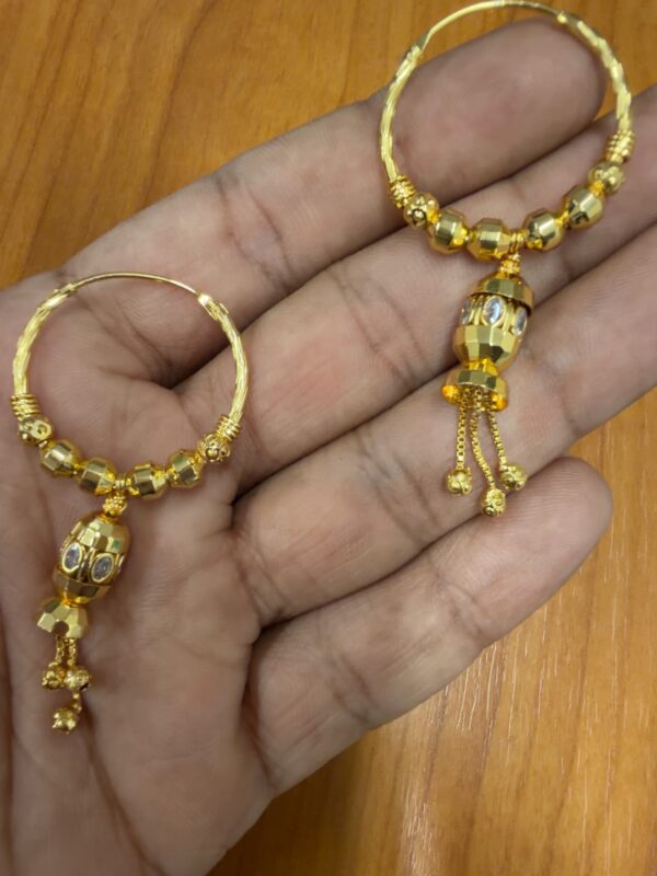 Gold-Plated Designer Hoop Jhumka Earrings - 92577