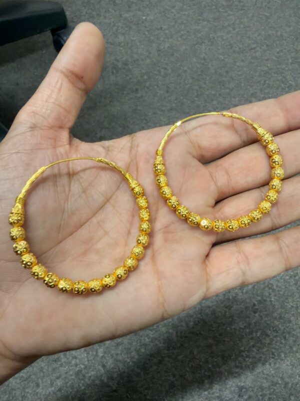 Gold-Plated Designer Hoop Jhumka Earrings - 92612